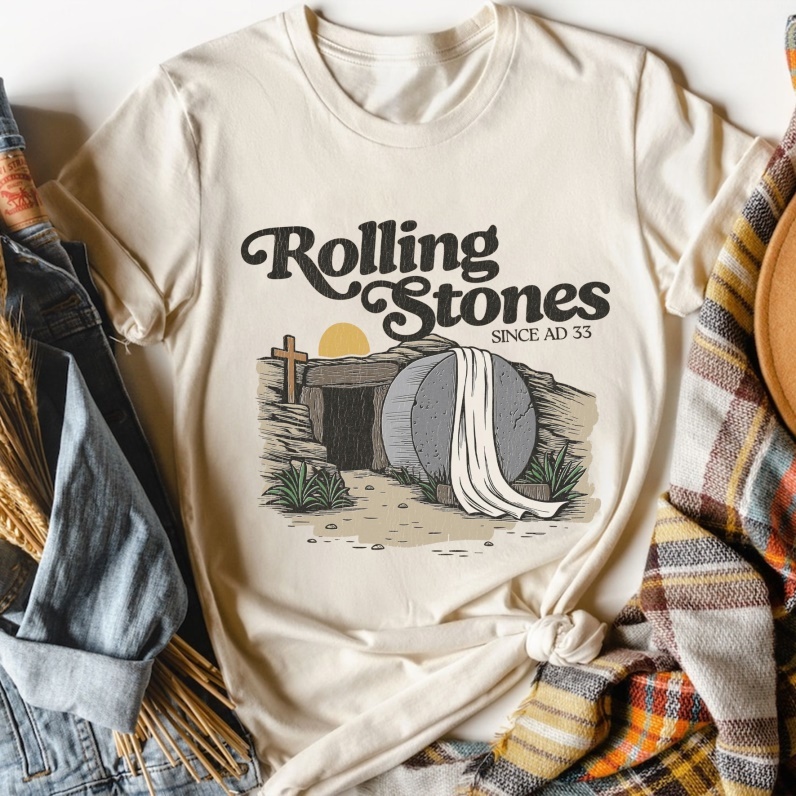 The Stone Was Rolled Away Christian Cotton T-shirt
