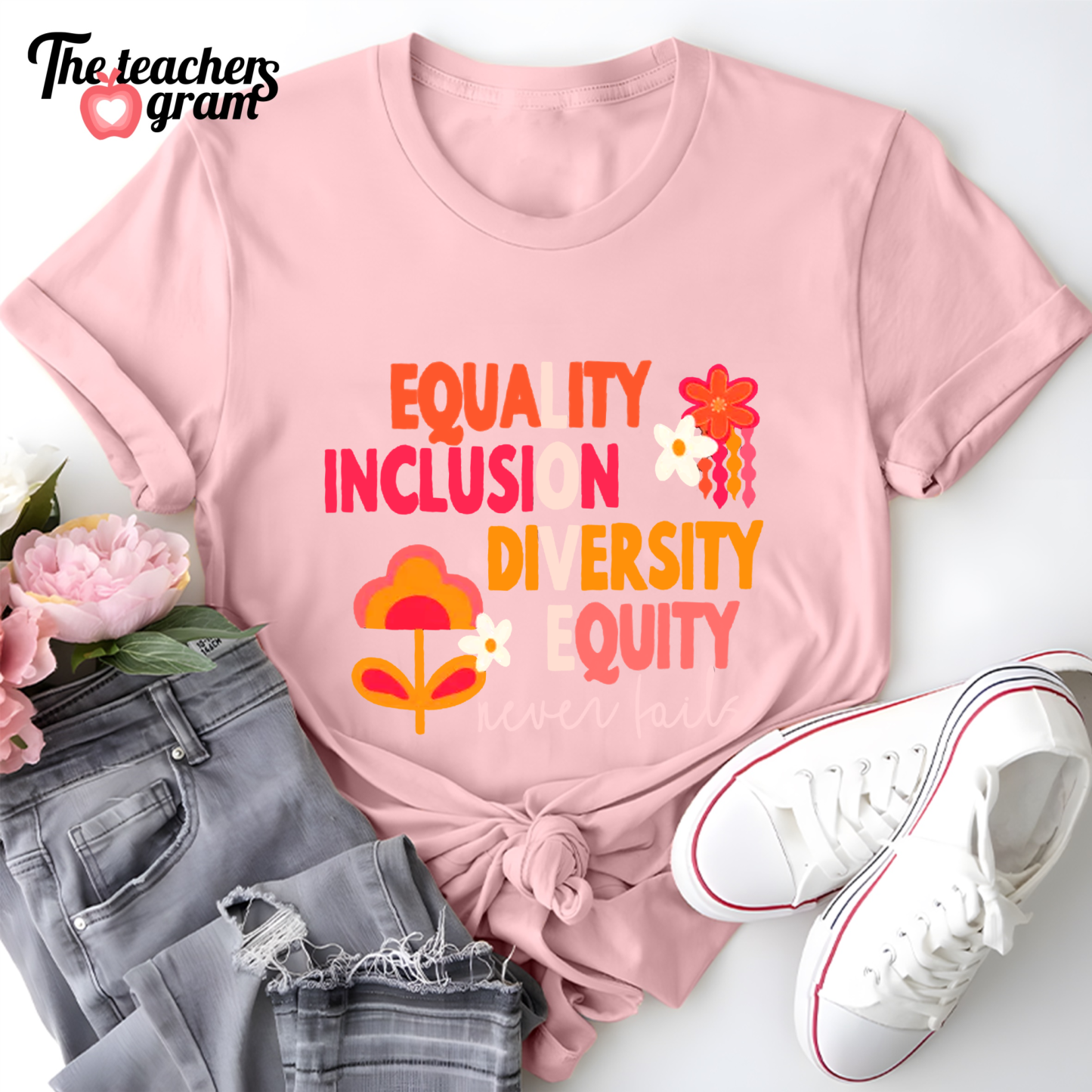 Equality Inclusion Diversity Equity Single Sided T-Shirt