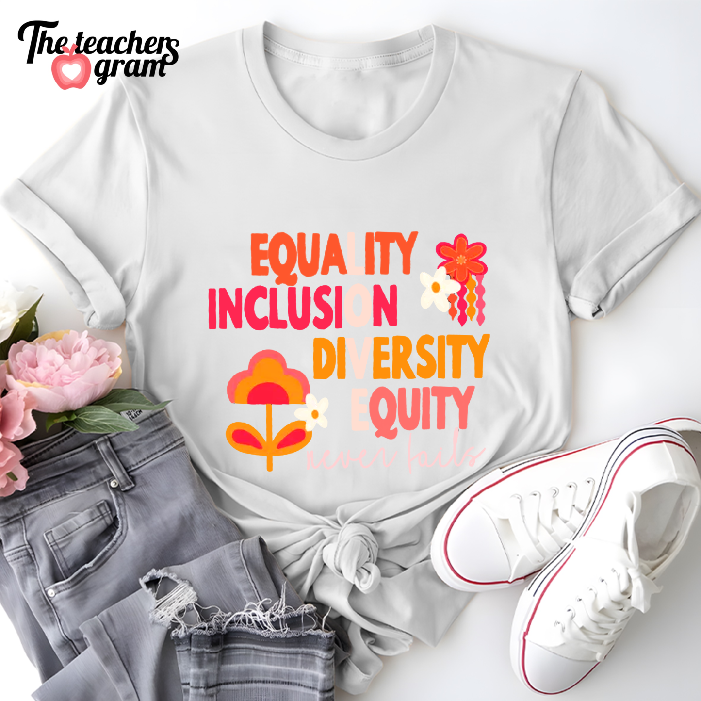 Equality Inclusion Diversity Equity Single Sided T-Shirt