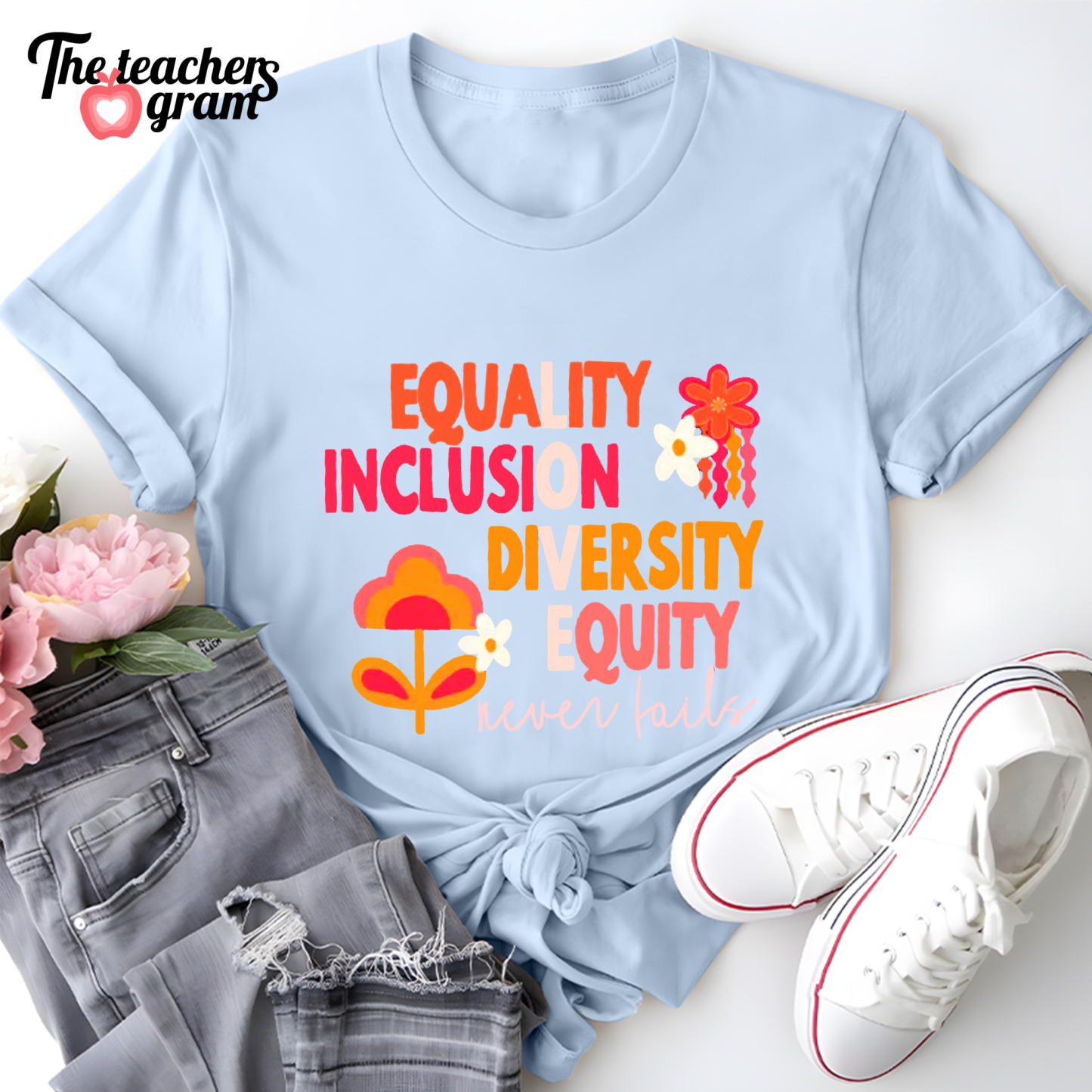 Equality Inclusion Diversity Equity Single Sided T-Shirt