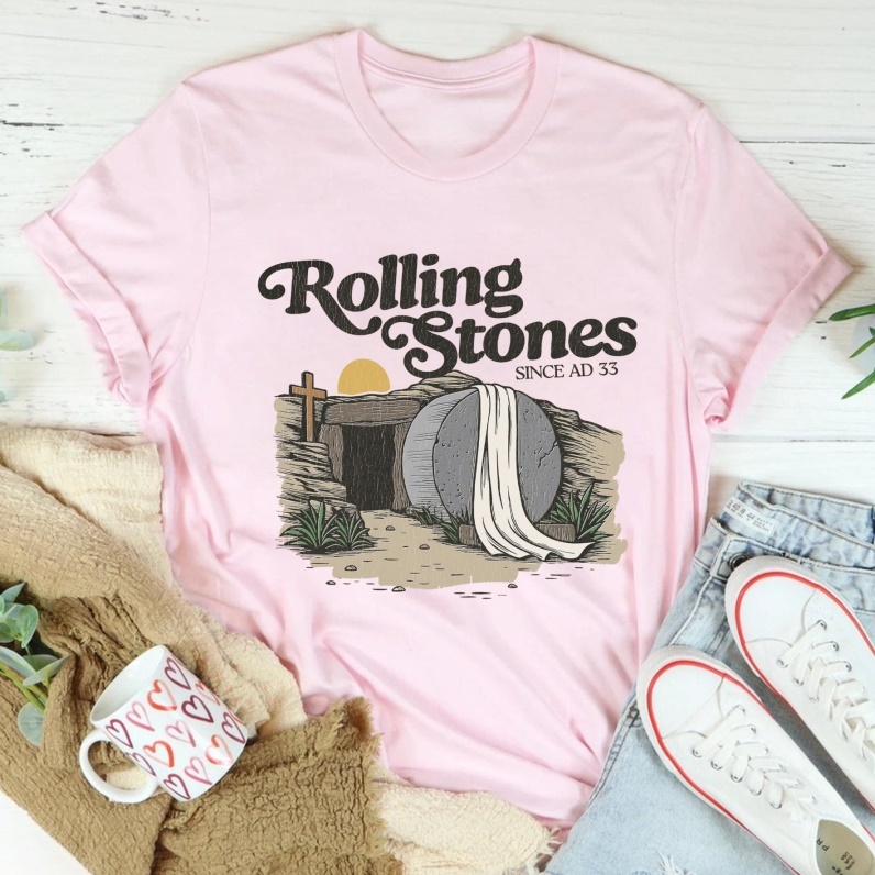 The Stone Was Rolled Away Christian Cotton T-shirt