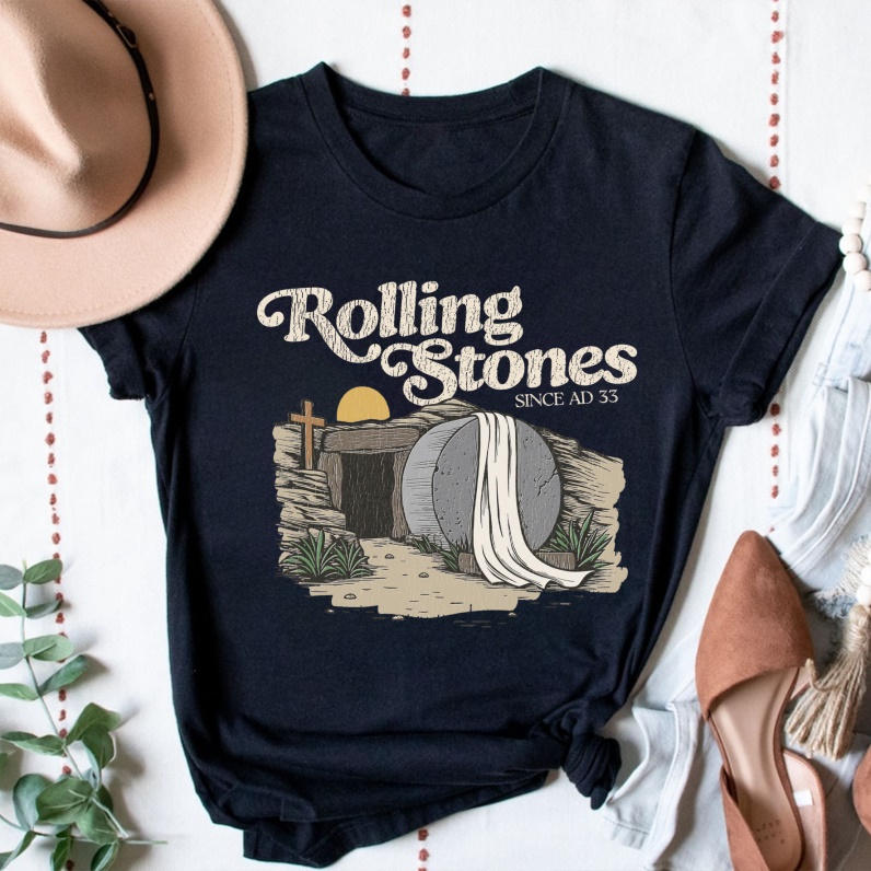 The Stone Was Rolled Away Christian Cotton T-shirt