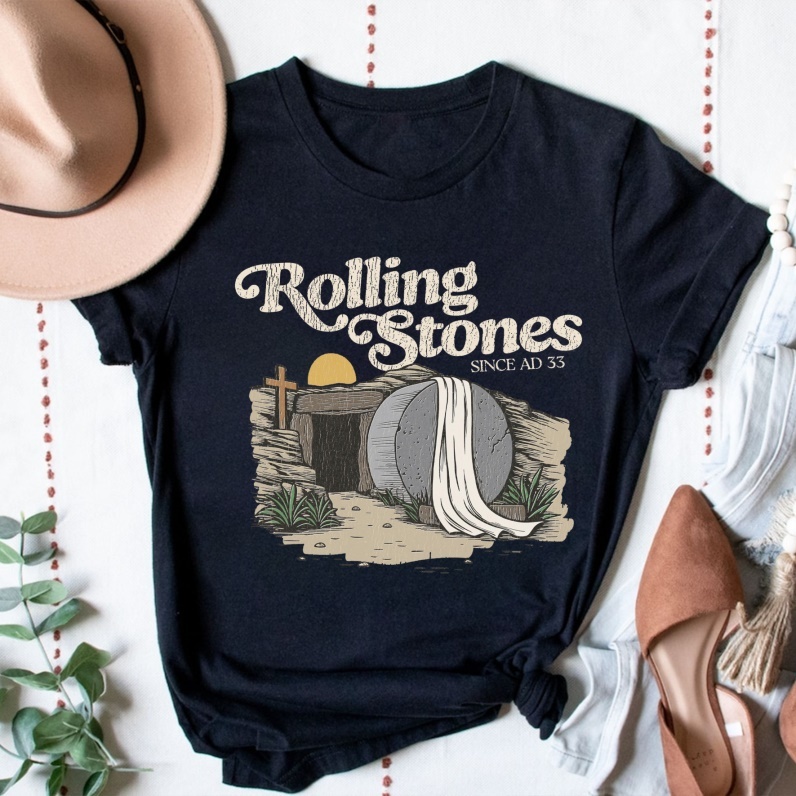The Stone Was Rolled Away Christian Cotton T-shirt