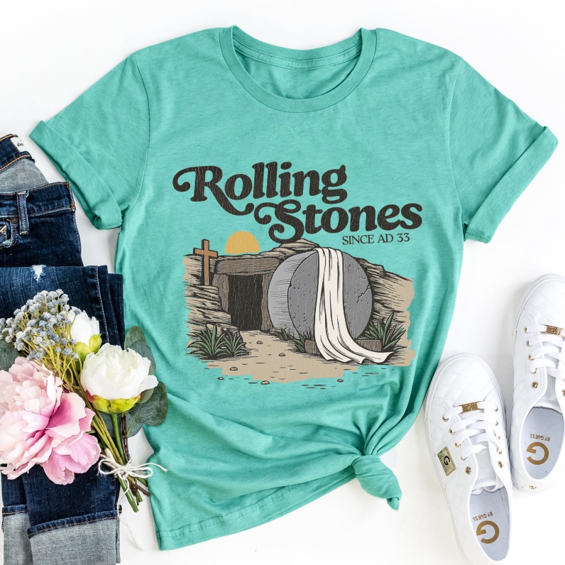 The Stone Was Rolled Away Christian Cotton T-shirt