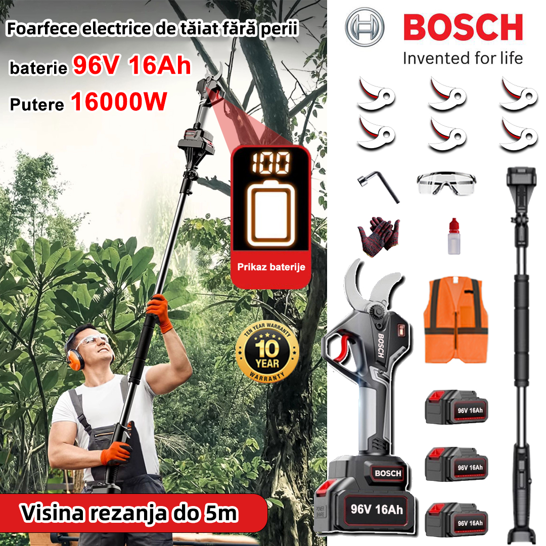 Foarfecă electrică fără perii BOSCH 16000W cu stâlp telescopic