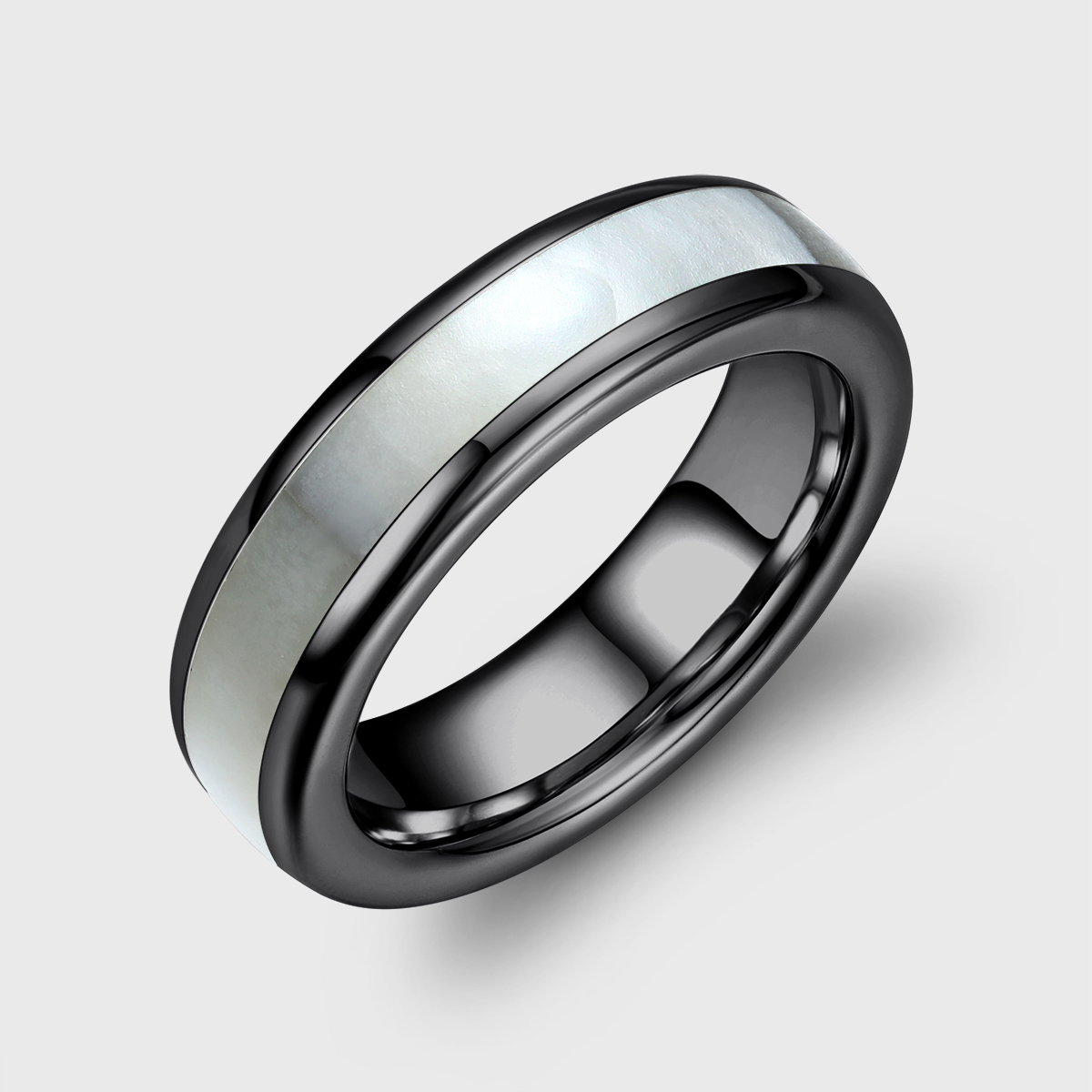White Mother of Pearl Band Sterling Silver Wedding Ring White Mother of Pearl 4mm, 6mm, 8mm Width
