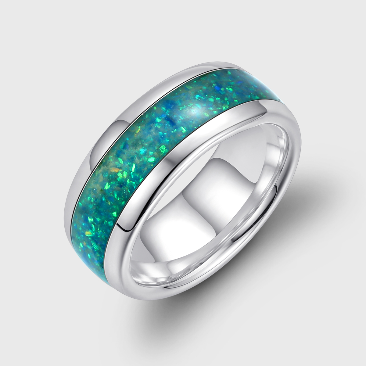 Peacock Blue Opal Sterling Silver Wedding Ring Band 6 mm Black Gold Ring Ring Gift For Her Thin Band Dainty Her Opal Blue Peacock