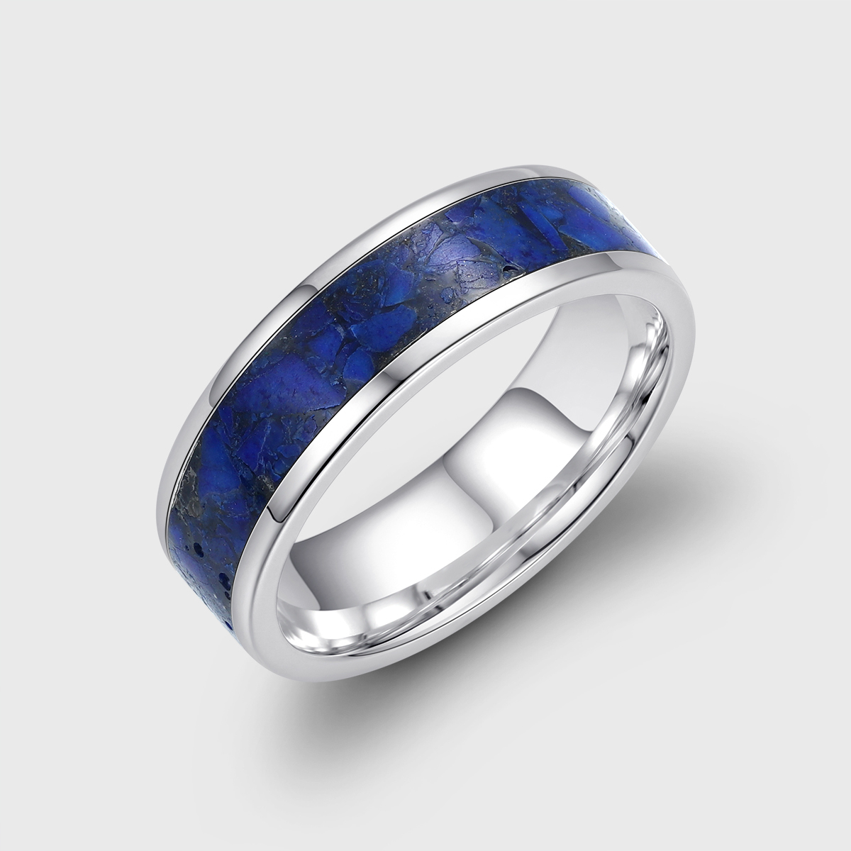 Lapis lazuli Wedding Ring His Hers Promise Engagement Ring 6mm wide ring December Birthstone Ring