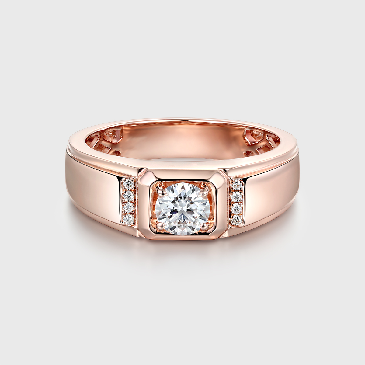 0.5ct  Men's Moissanite Wedding Band with Beveled Edges • 10k, 14k, 18k Gold Wedding Ring for Men • Modern Wedding Bands for Him