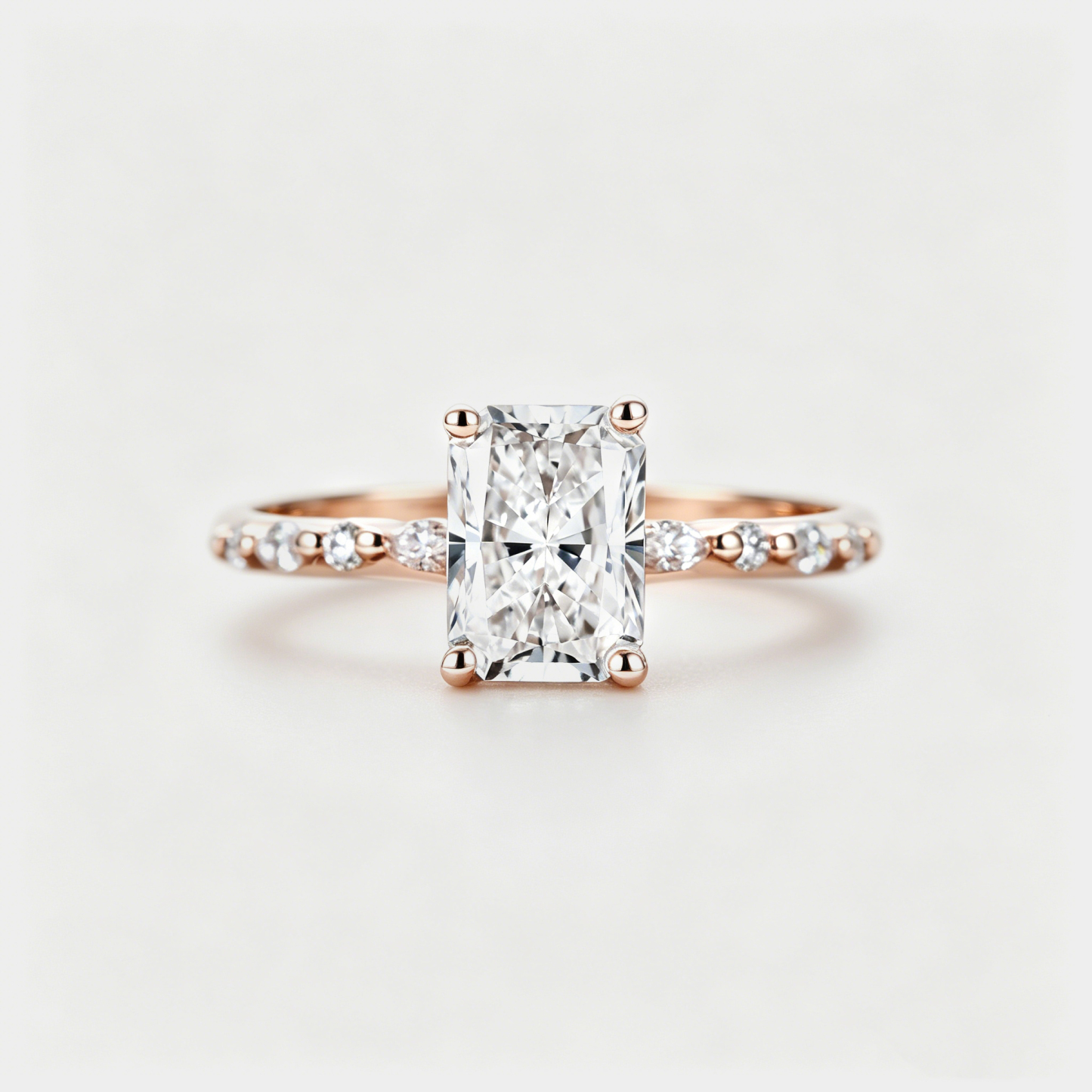Radiant cut Lab Diamond engagement ring 1.0CT E VVS IGI Certified Rose Gold Lab Diamonds Bridal