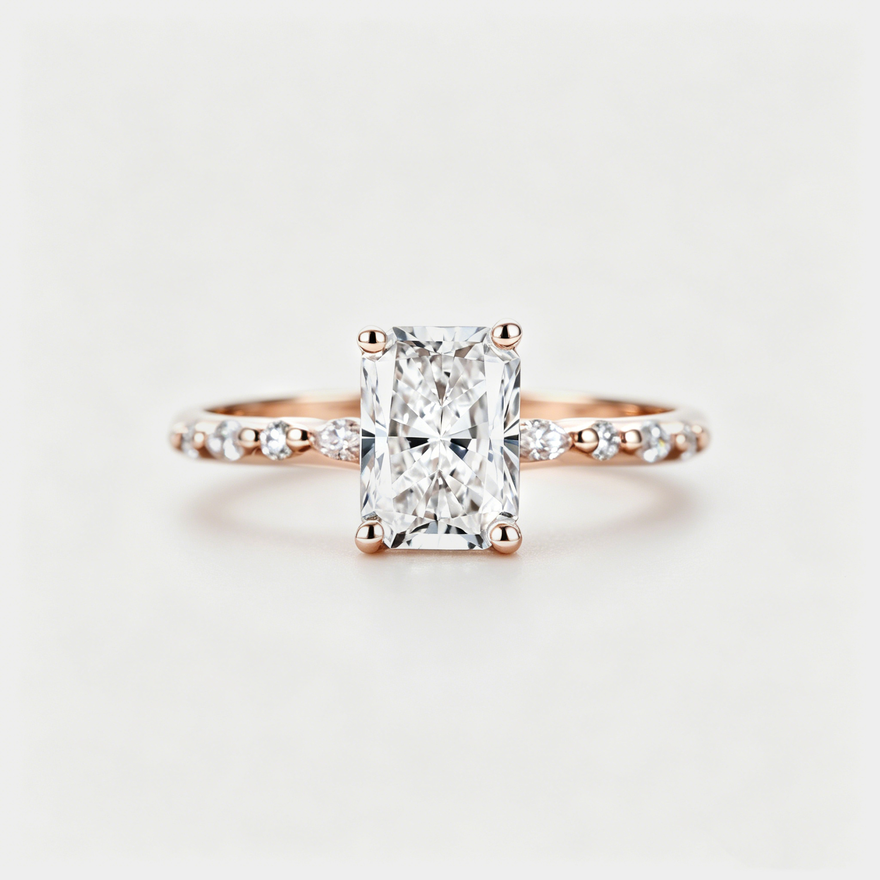 Radiant cut Lab Diamond engagement ring 1.0CT E VVS IGI Certified Rose Gold Lab Diamonds Bridal