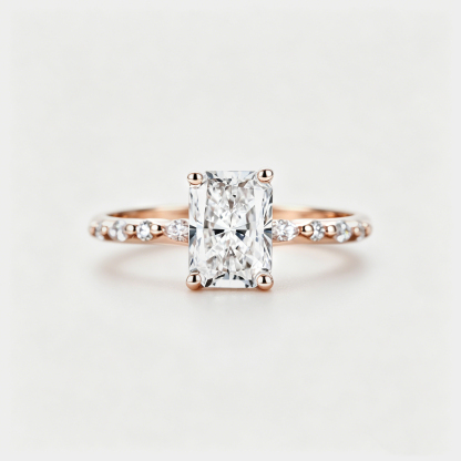 Radiant cut Lab Diamond engagement ring 1.0CT E VVS IGI Certified Rose Gold Lab Diamonds Bridal