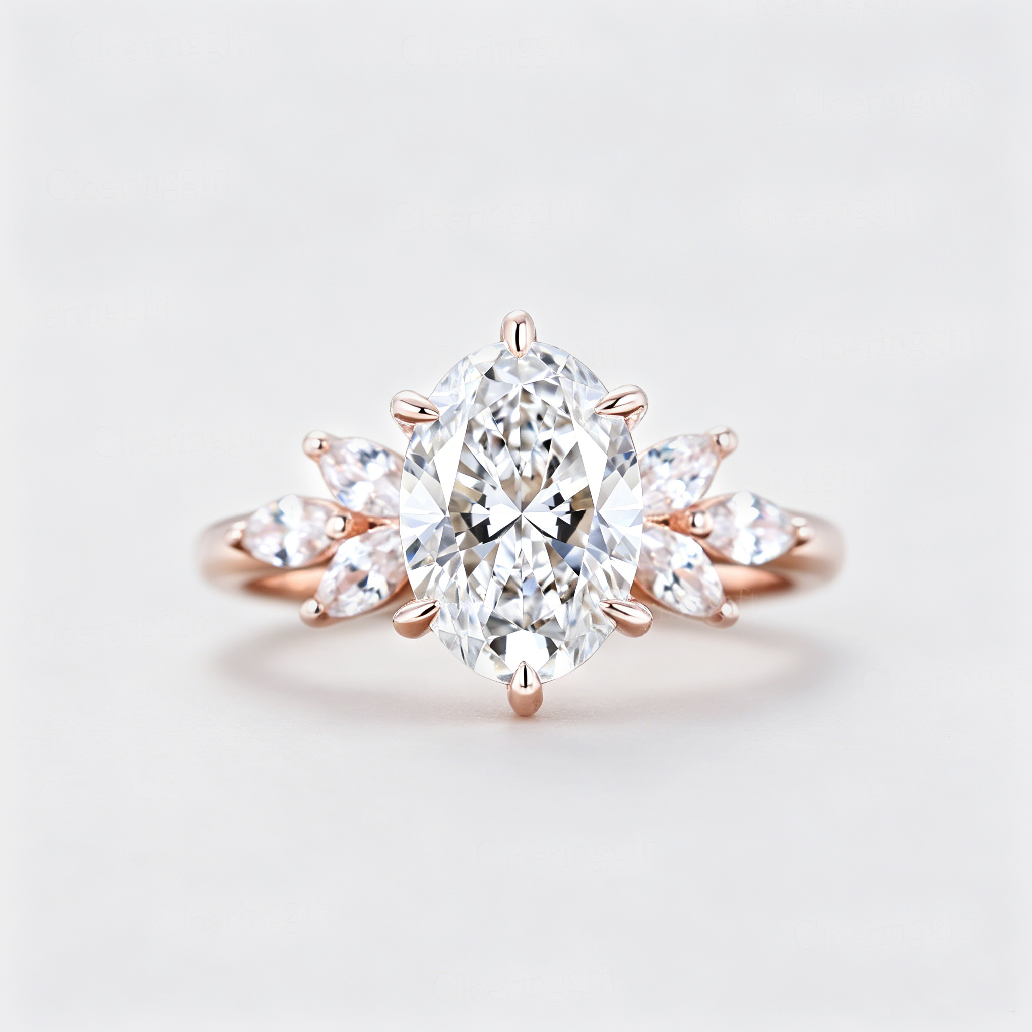 2.0ct Oval Cut Lab Grown Diamond Engagement Ring In 14K Rose Gold Ring