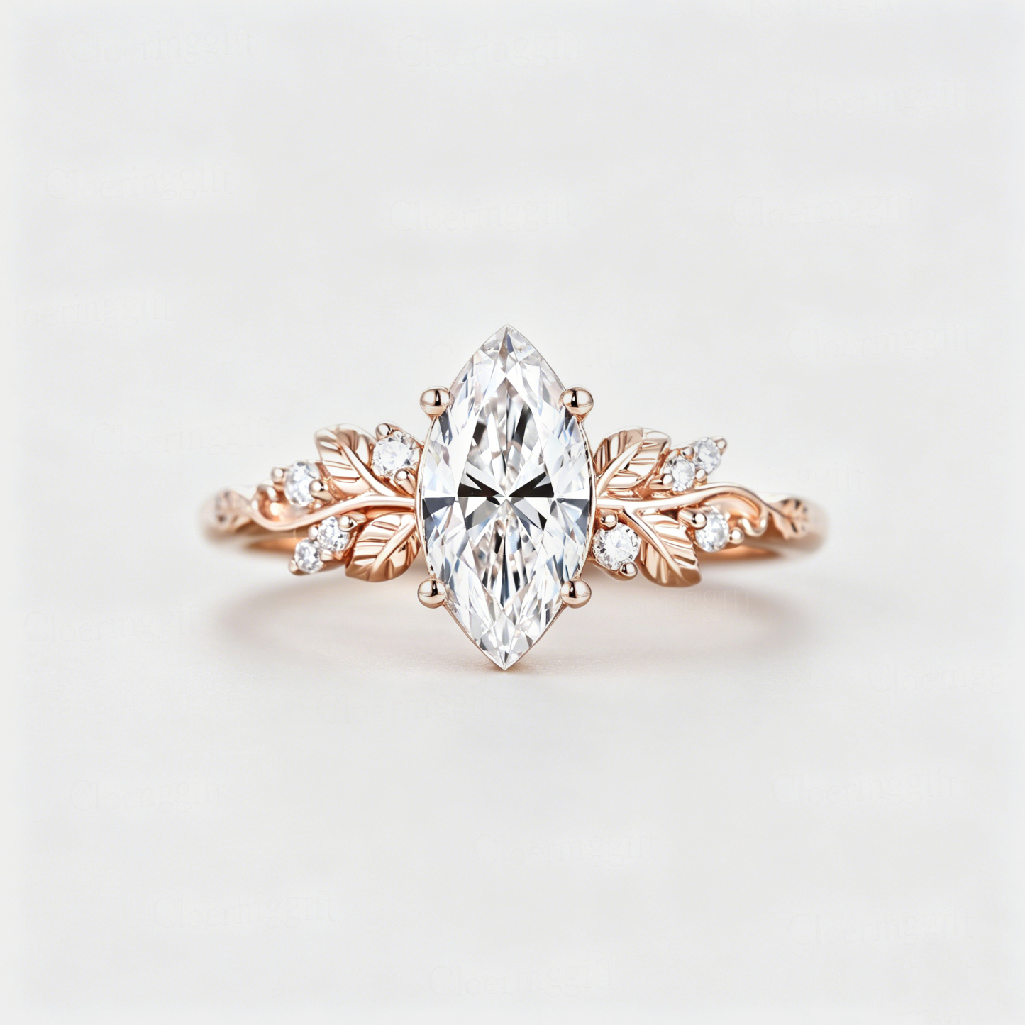 1CT Marquise Lab Grown Diamond Engagement Ring In Rose Gold