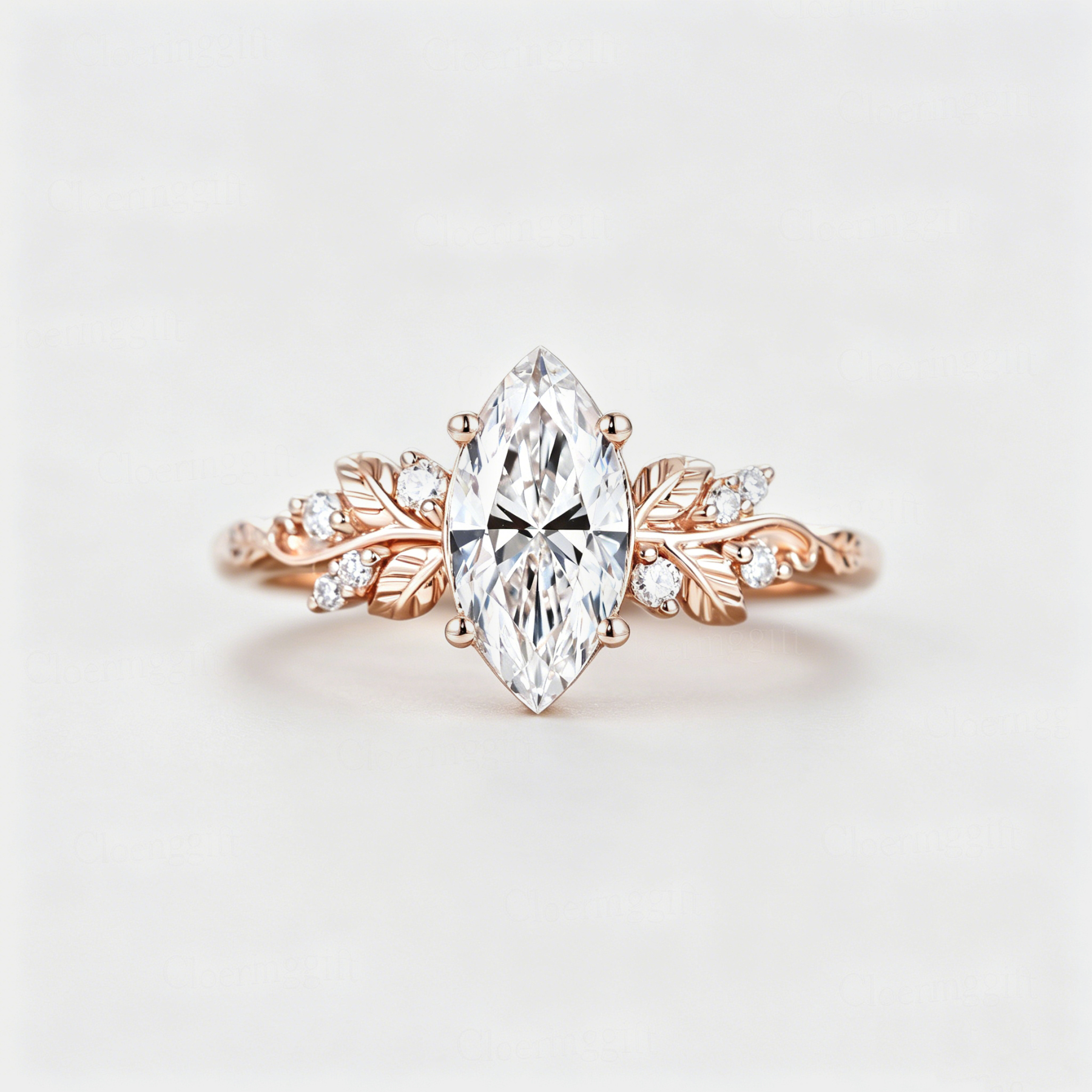 1CT Marquise Lab Grown Diamond Engagement Ring In Rose Gold