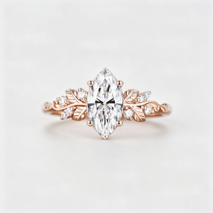 1CT Marquise Lab Grown Diamond Engagement Ring In Rose Gold