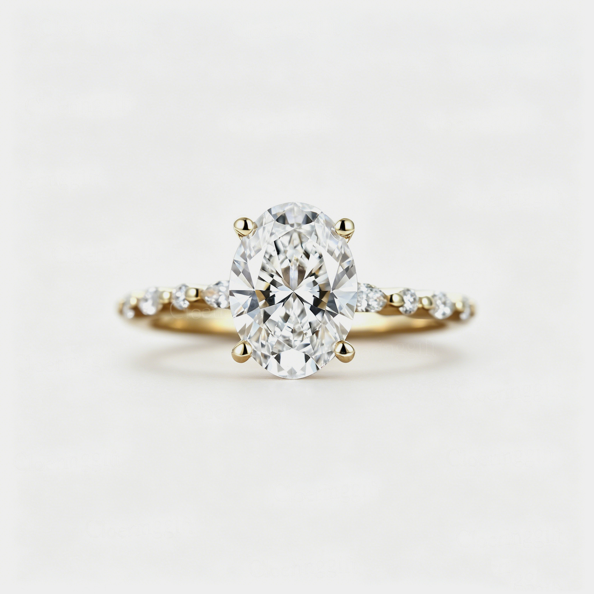 2.0ct Oval Cut Lab Grown Diamond  Engagement Ring - Yellow Gold Ring