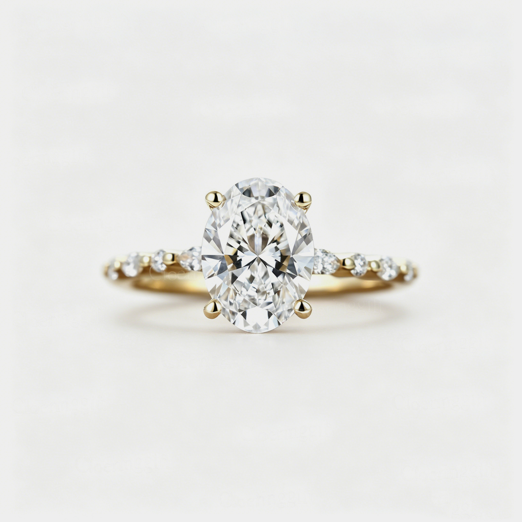 2.0ct Oval Cut Lab Grown Diamond  Engagement Ring - Yellow Gold Ring