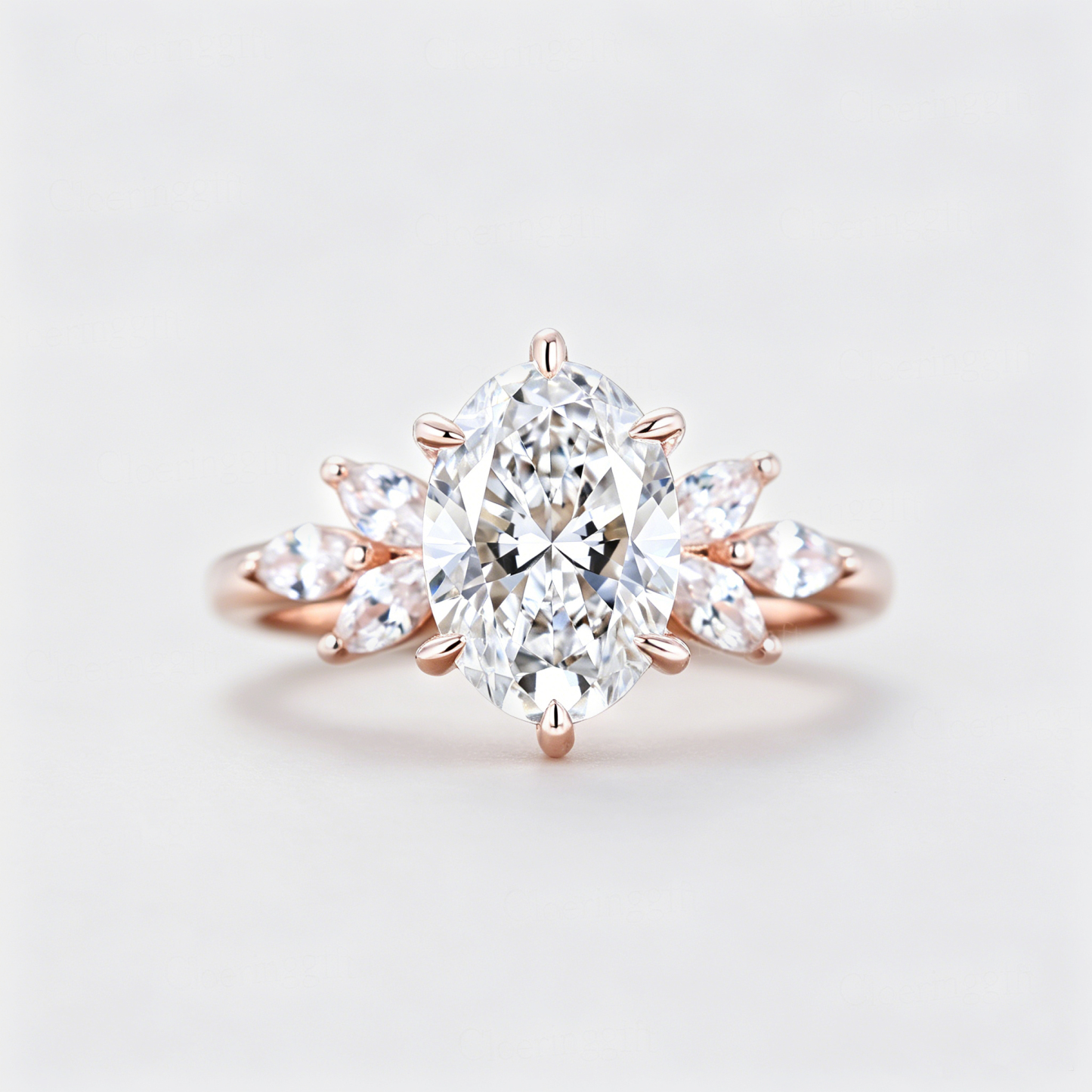 2.0ct Oval Cut Lab Grown Diamond Engagement Ring In 14K Rose Gold Ring