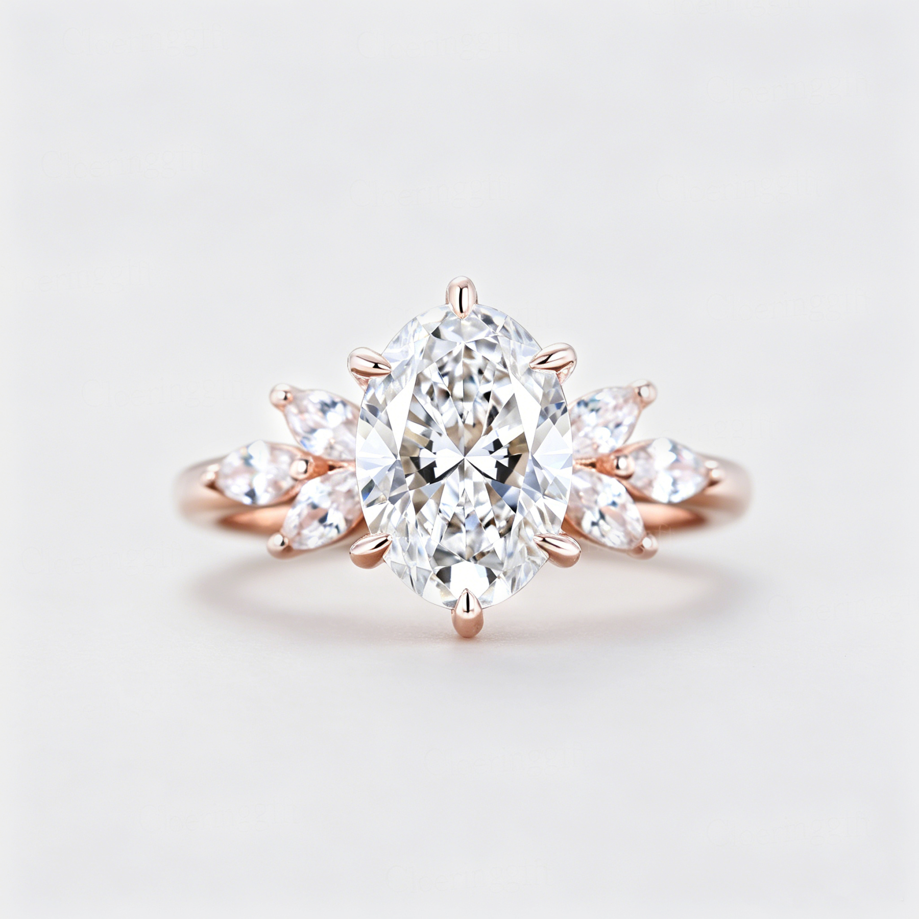 2.0ct Oval Cut Lab Grown Diamond Engagement Ring In 14K Rose Gold Ring