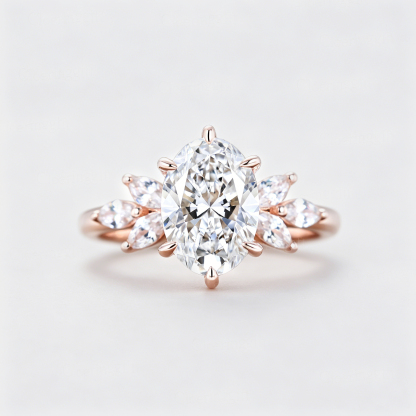 2.0ct Oval Cut Lab Grown Diamond Engagement Ring In 14K Rose Gold Ring