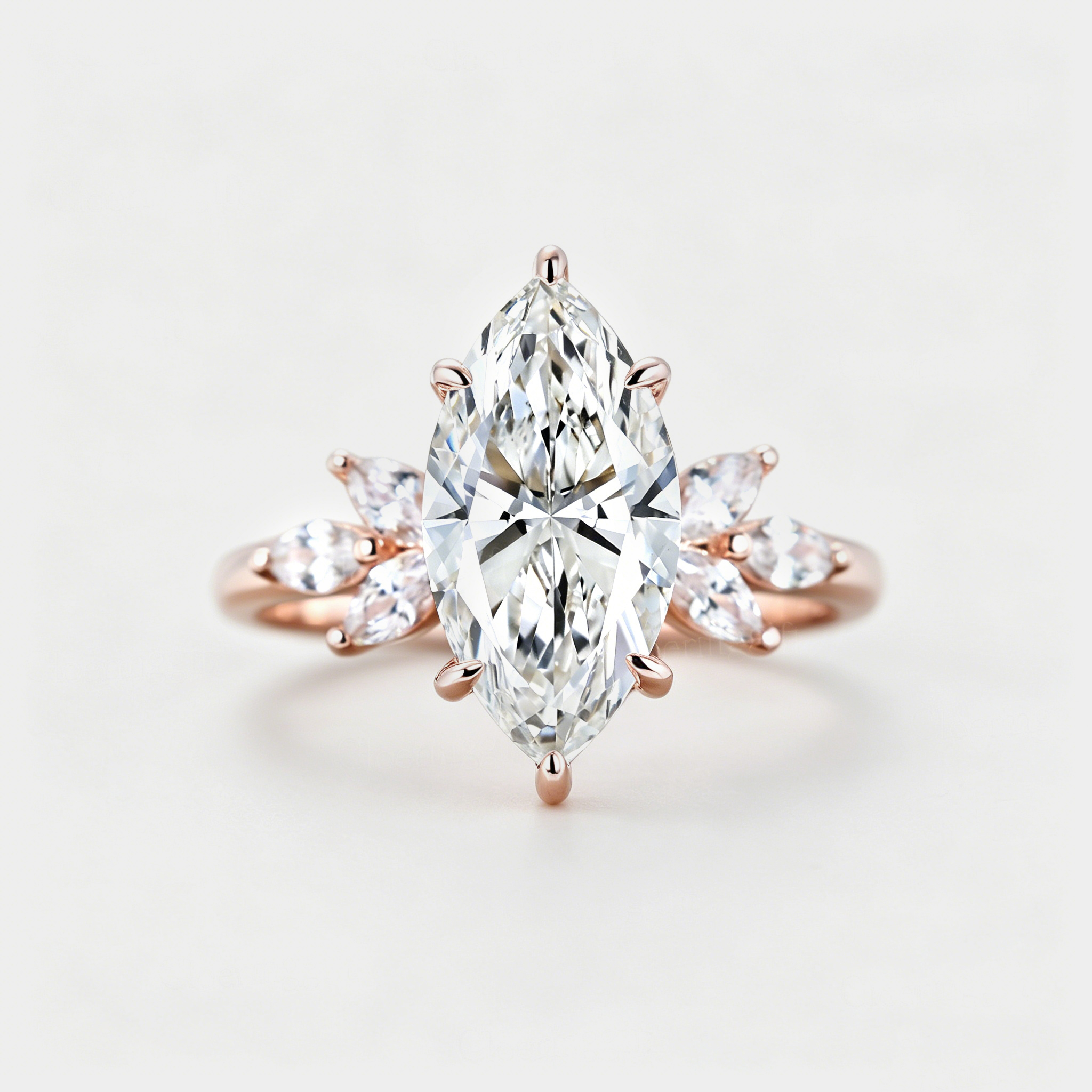  Art Deco 1 Carat Marquise Lab Grown Diamond Engagement Ring In 14K Rose Gold