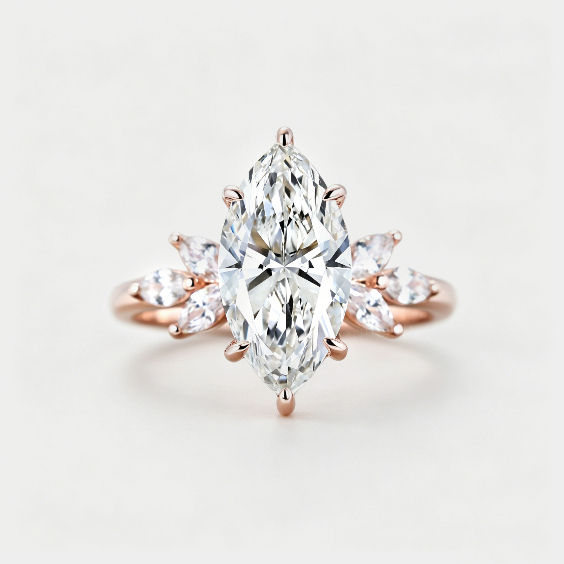  Art Deco 1 Carat Marquise Lab Grown Diamond Engagement Ring In 14K Rose Gold