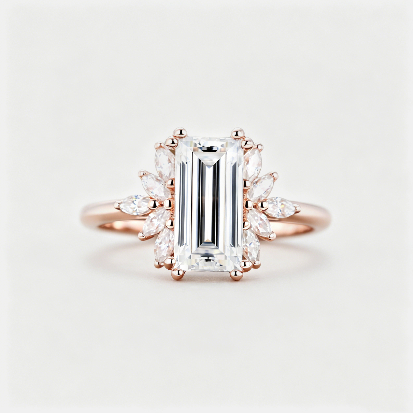 2.5 Carat Emerald Cut Lab Diamond Engagement Ring – Rose Gold Wedding Ring Bridal Anniversary Gift