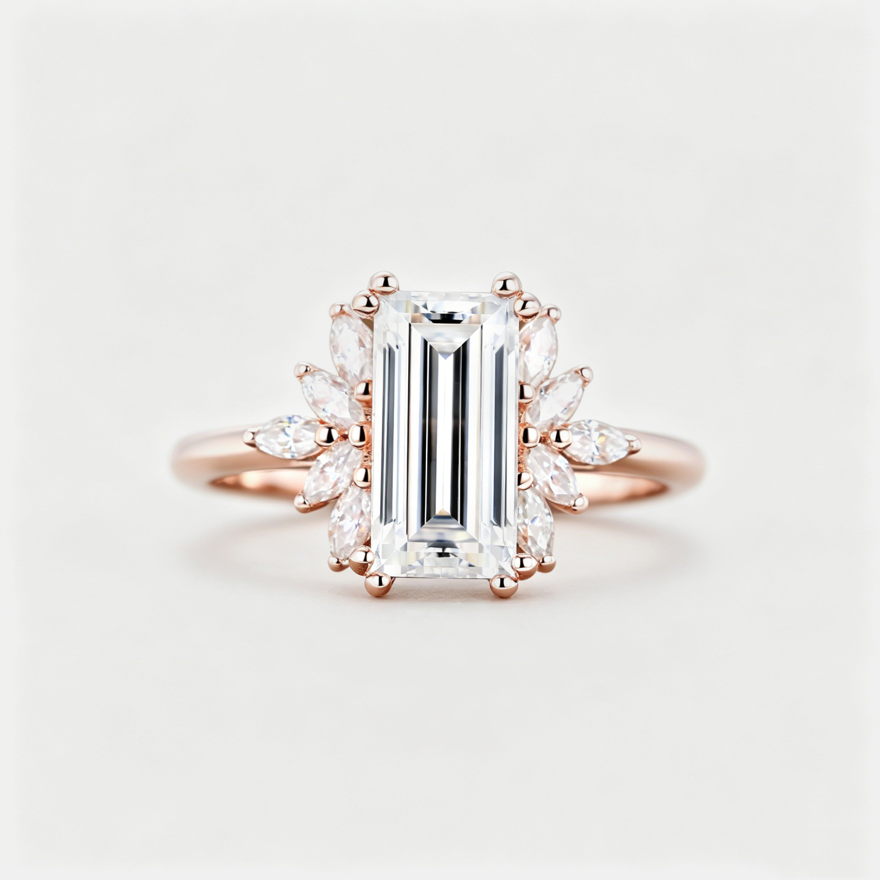 2.5 Carat Emerald Cut Lab Diamond Engagement Ring – Rose Gold Wedding Ring Bridal Anniversary Gift