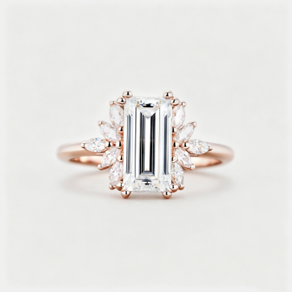 2.5 Carat Emerald Cut Lab Diamond Engagement Ring – Rose Gold Wedding Ring Bridal Anniversary Gift