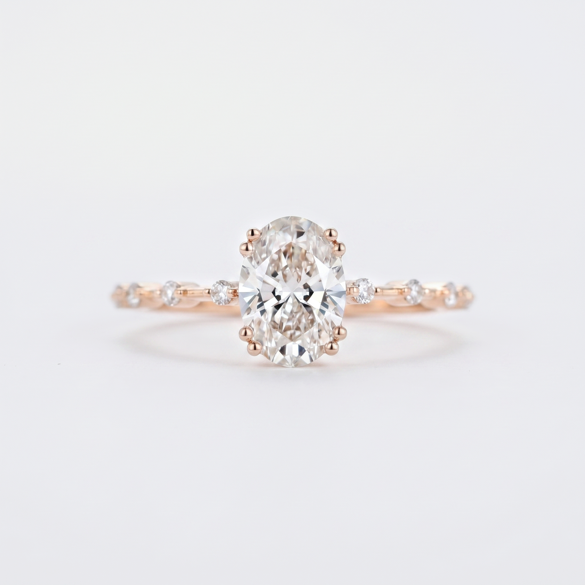 Oval Lab Grown Diamond Engagement Ring – 14K Rose Gold Bridal Jewelry, Ethical Anniversary Gift for Her
