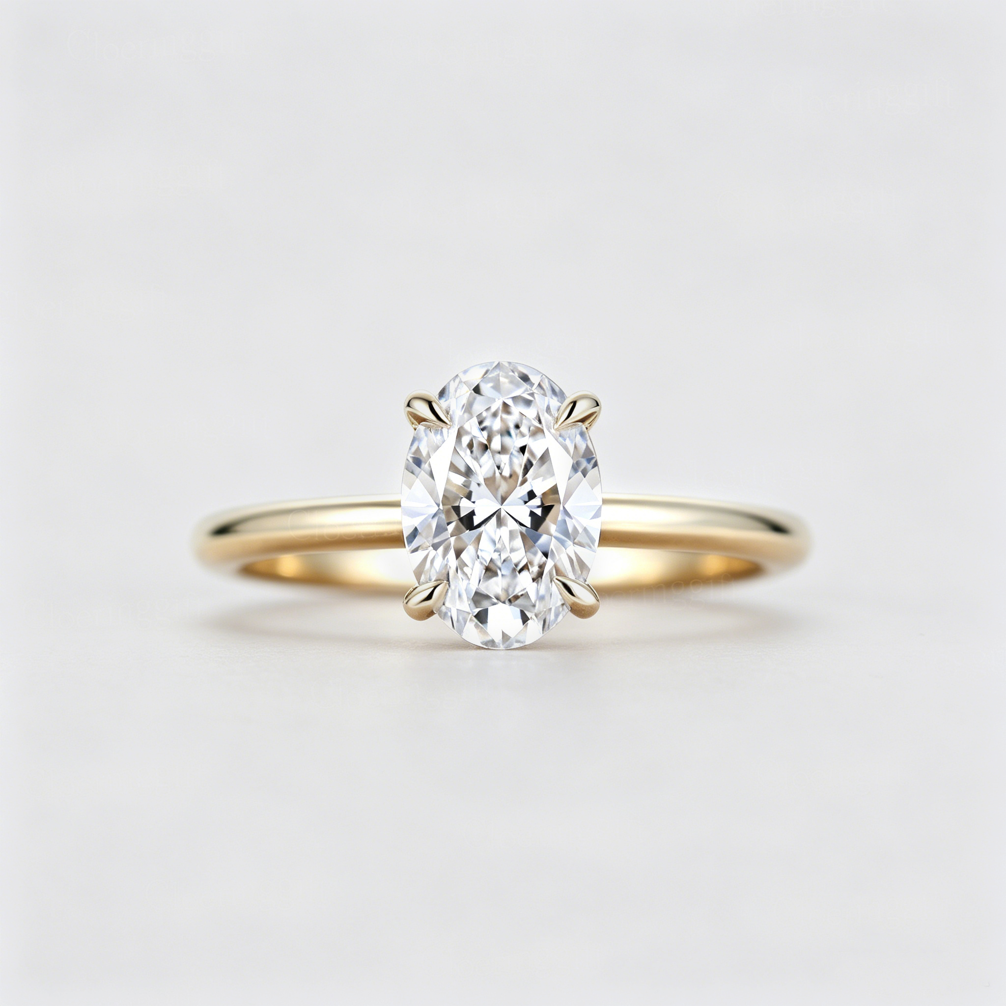 1.5 Carat Oval Cut Lab Grown Diamond Engagement Solitaire Ring in 14K Yellow Gold