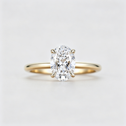 1.5 Carat Oval Cut Lab Grown Diamond Engagement Solitaire Ring in 14K Yellow Gold