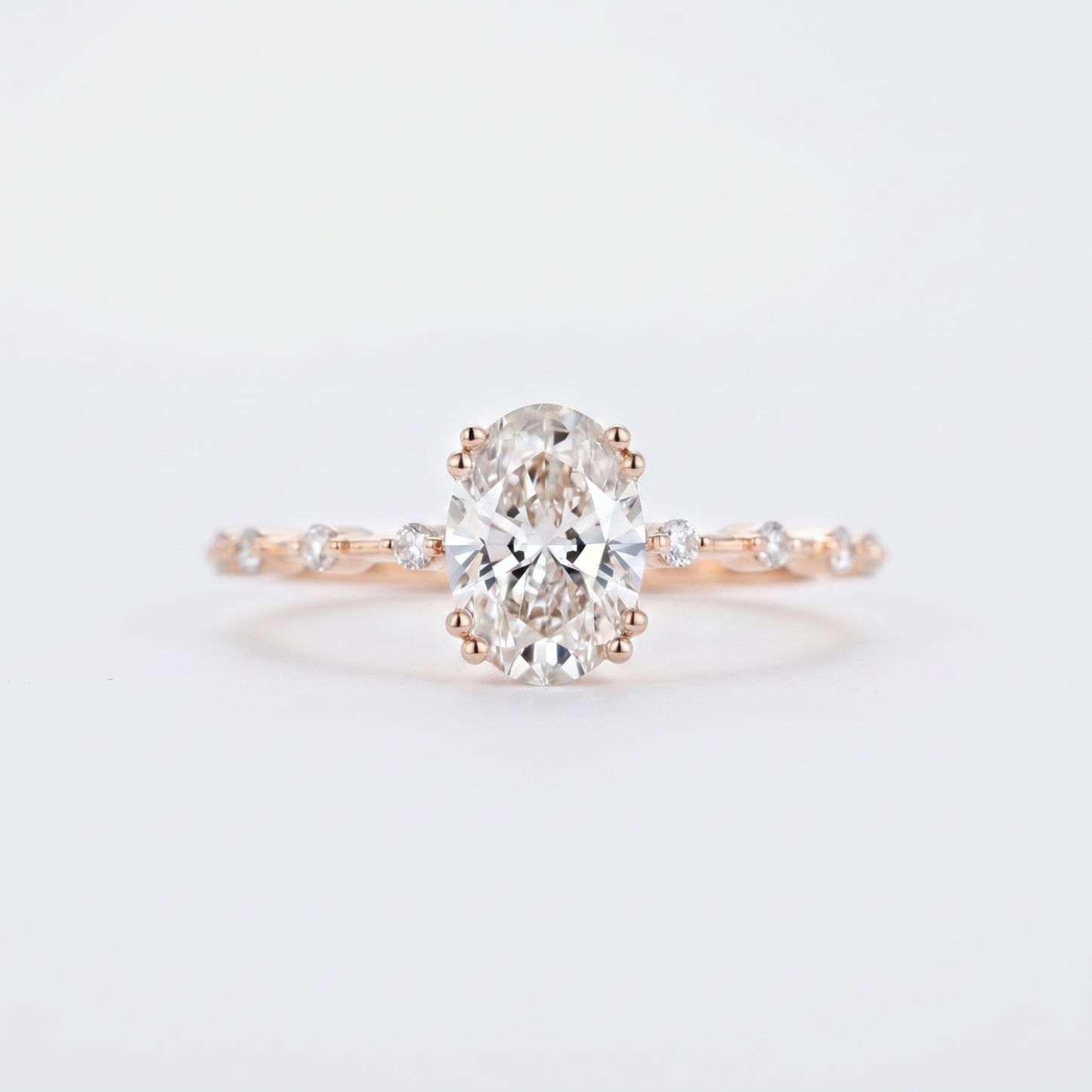 Oval Lab Grown Diamond Engagement Ring – 14K Rose Gold Bridal Jewelry, Ethical Anniversary Gift for Her
