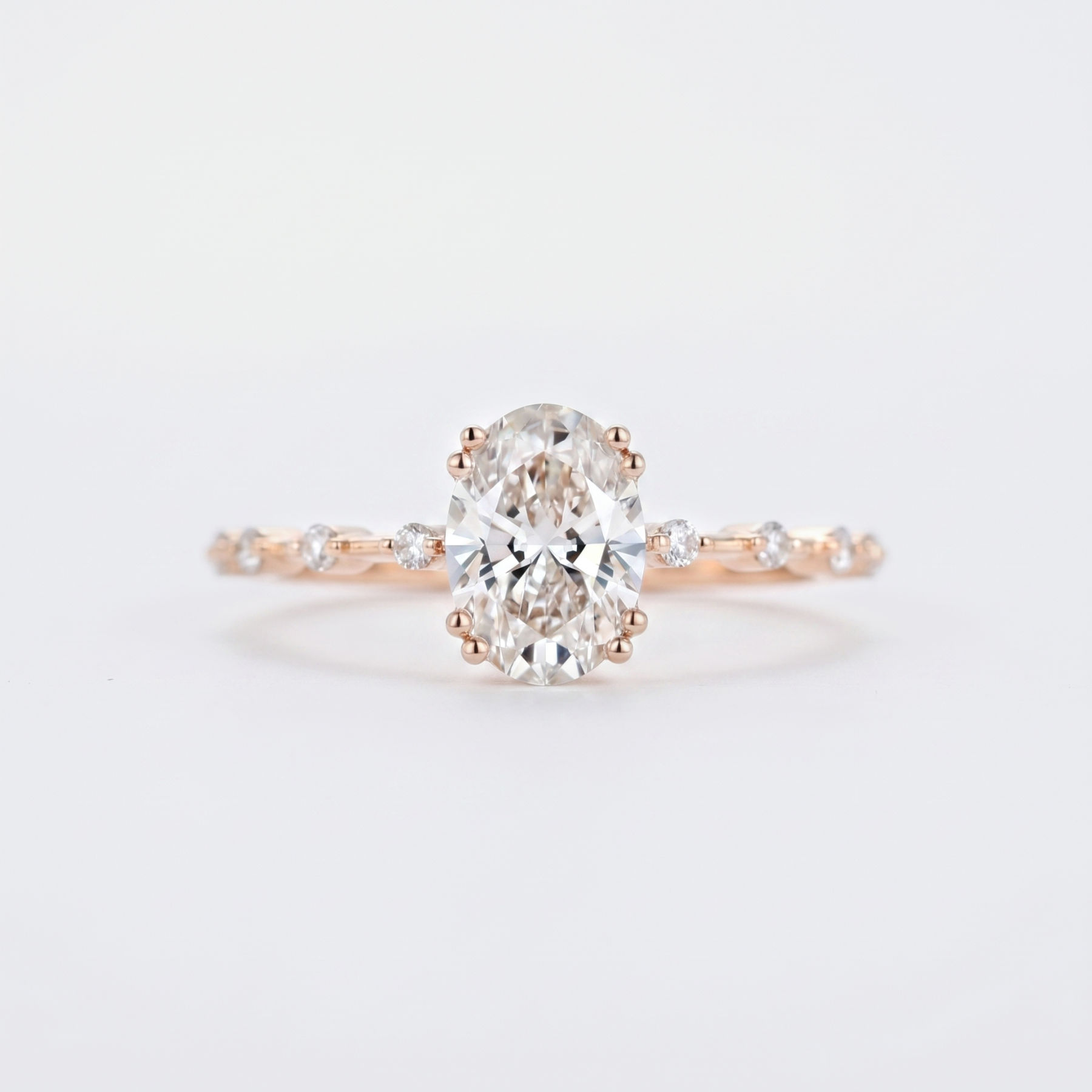 Oval Lab Grown Diamond Engagement Ring – 14K Rose Gold Bridal Jewelry, Ethical Anniversary Gift for Her