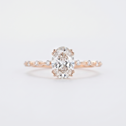 Oval Lab Grown Diamond Engagement Ring – 14K Rose Gold Bridal Jewelry, Ethical Anniversary Gift for Her