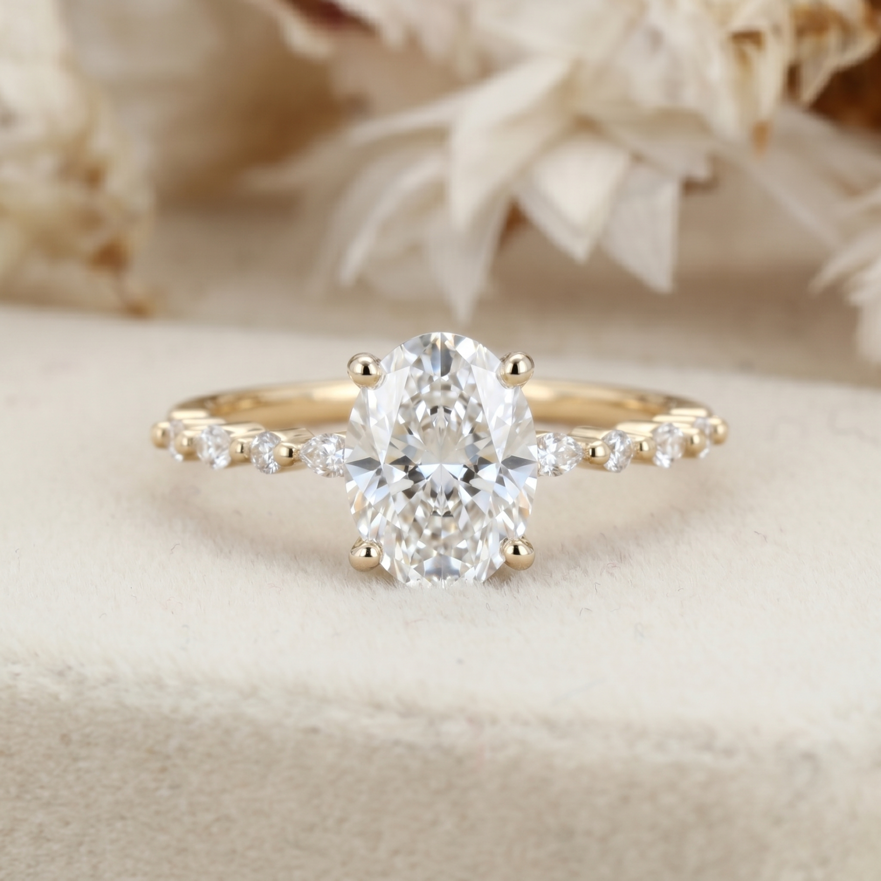 2.0ct Oval Cut Lab Grown Diamond  Engagement Ring - Yellow Gold Ring