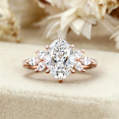 2.0ct Oval Cut Lab Grown Diamond Engagement Ring In 14K Rose Gold Ring