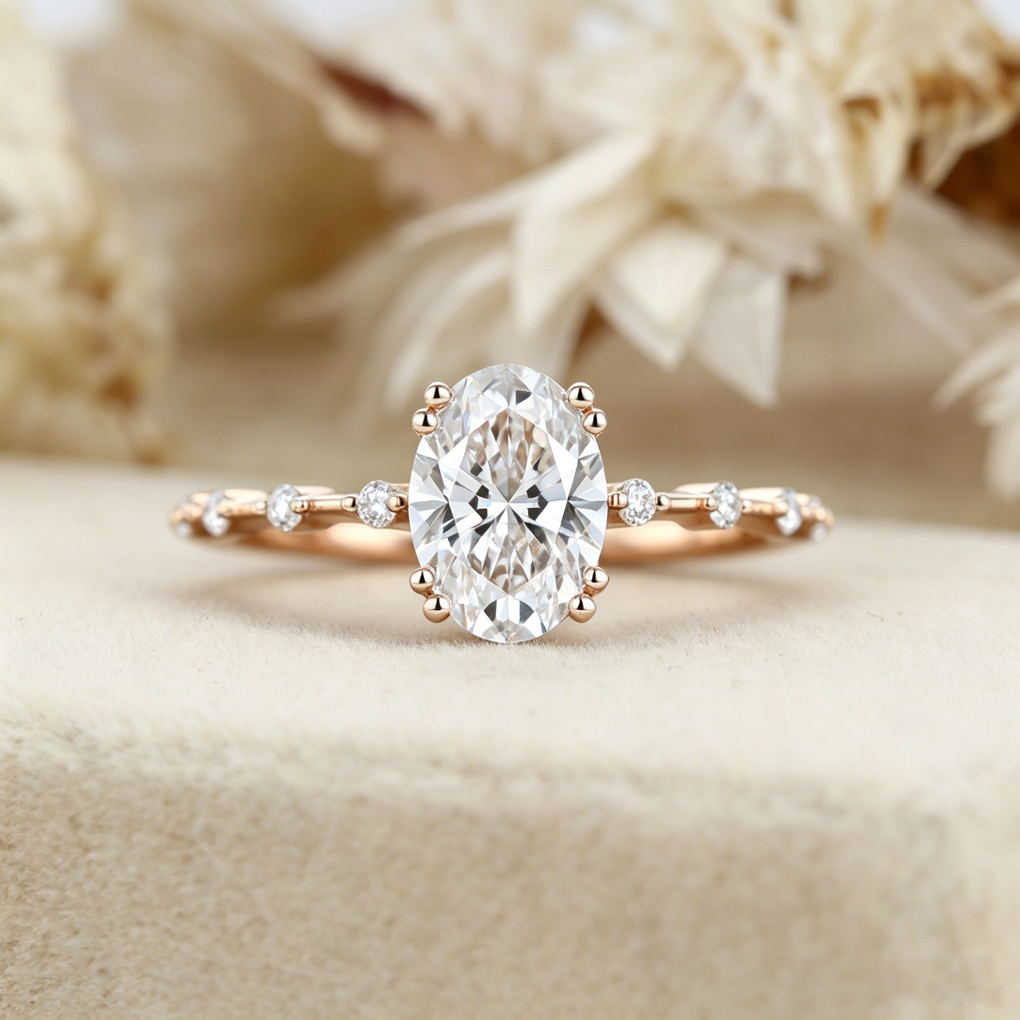 Oval Lab Grown Diamond Engagement Ring – 14K Rose Gold Bridal Jewelry, Ethical Anniversary Gift for Her