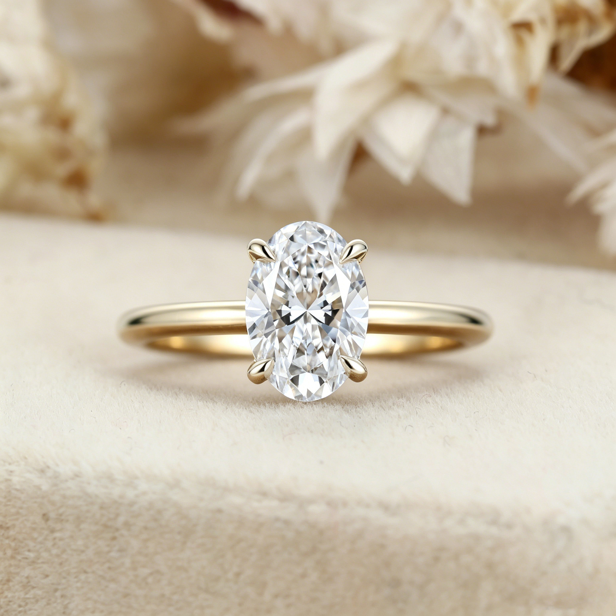 1.5 Carat Oval Cut Lab Grown Diamond Engagement Solitaire Ring in 14K Yellow Gold