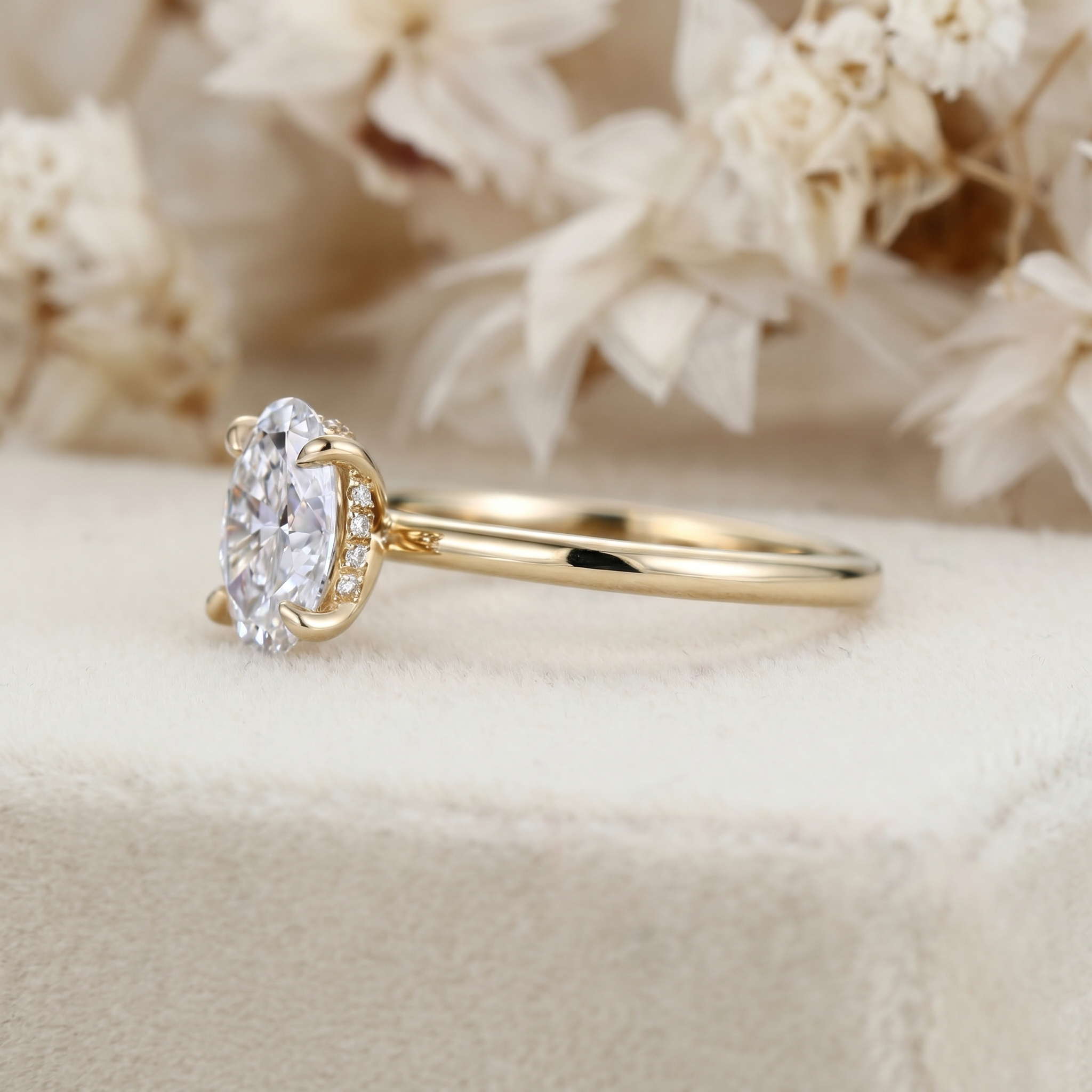 1.5 Carat Oval Cut Lab Grown Diamond Engagement Solitaire Ring in 14K Yellow Gold