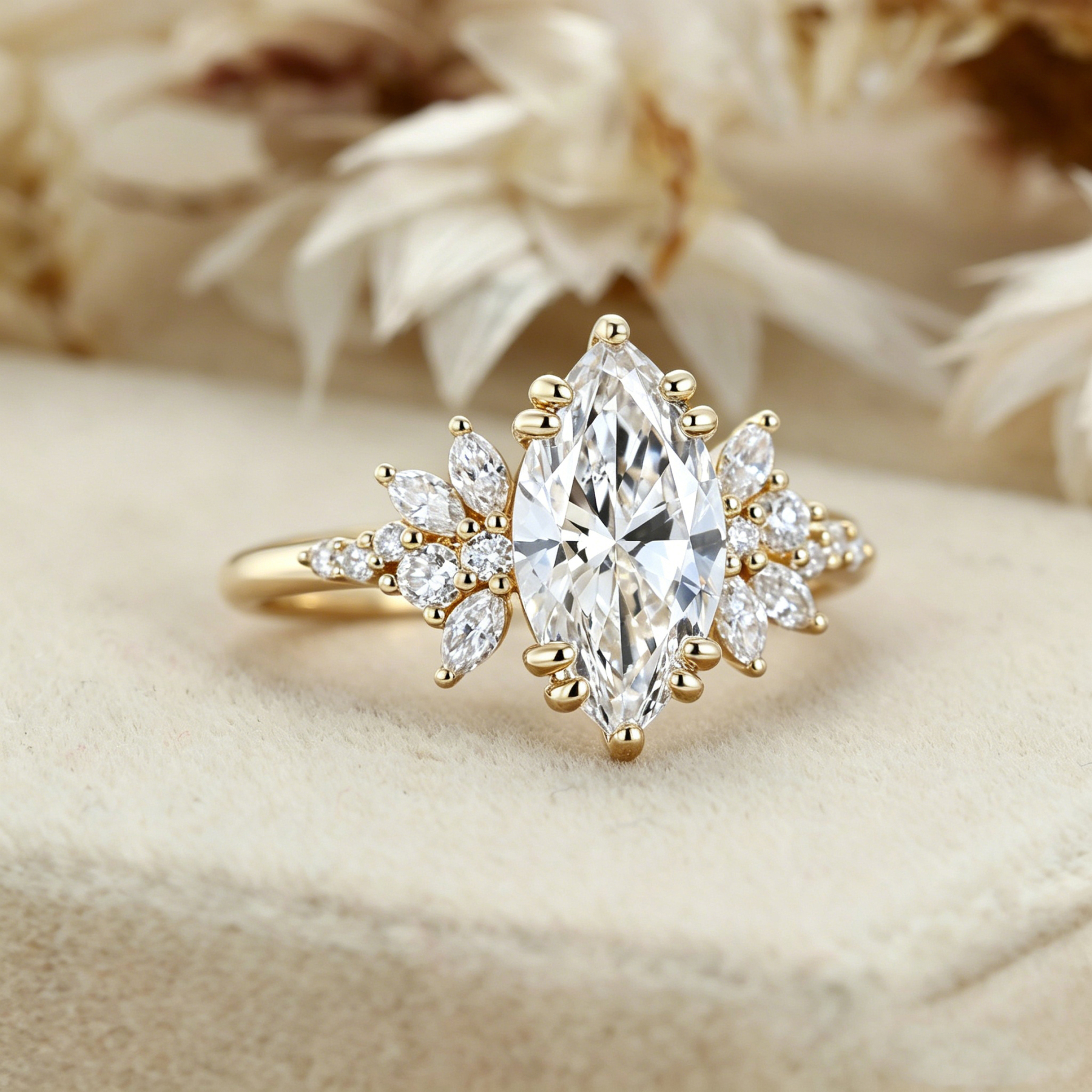 IGI Certified 1CT Marquise Lab Grown Diamond Engagement Ring