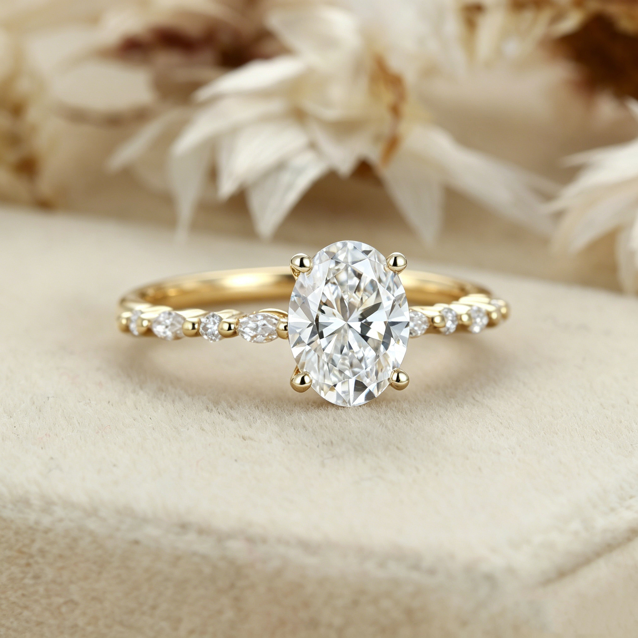 2.0ct Oval Cut Lab Grown Diamond  Engagement Ring - Yellow Gold Ring