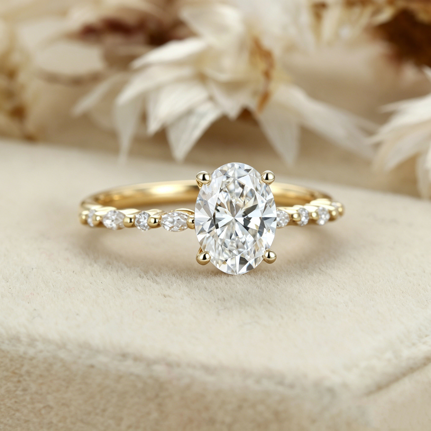 2.0ct Oval Cut Lab Grown Diamond  Engagement Ring - Yellow Gold Ring