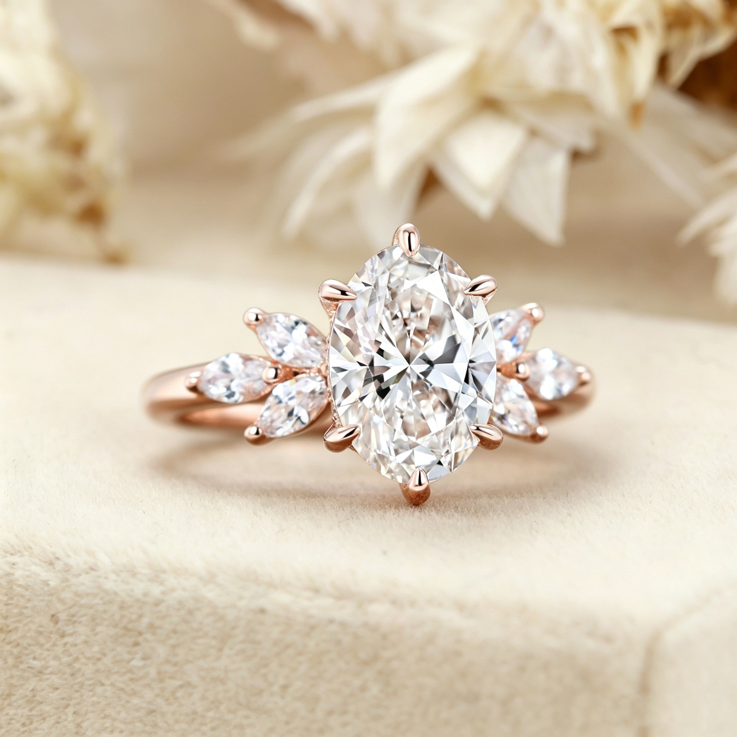 2.0ct Oval Cut Lab Grown Diamond Engagement Ring In 14K Rose Gold Ring