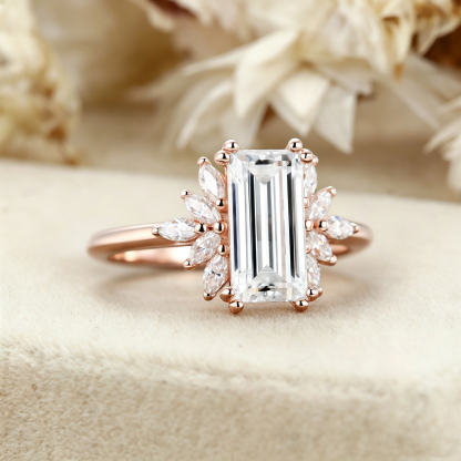 2.5 Carat Emerald Cut Lab Diamond Engagement Ring – Rose Gold Wedding Ring Bridal Anniversary Gift