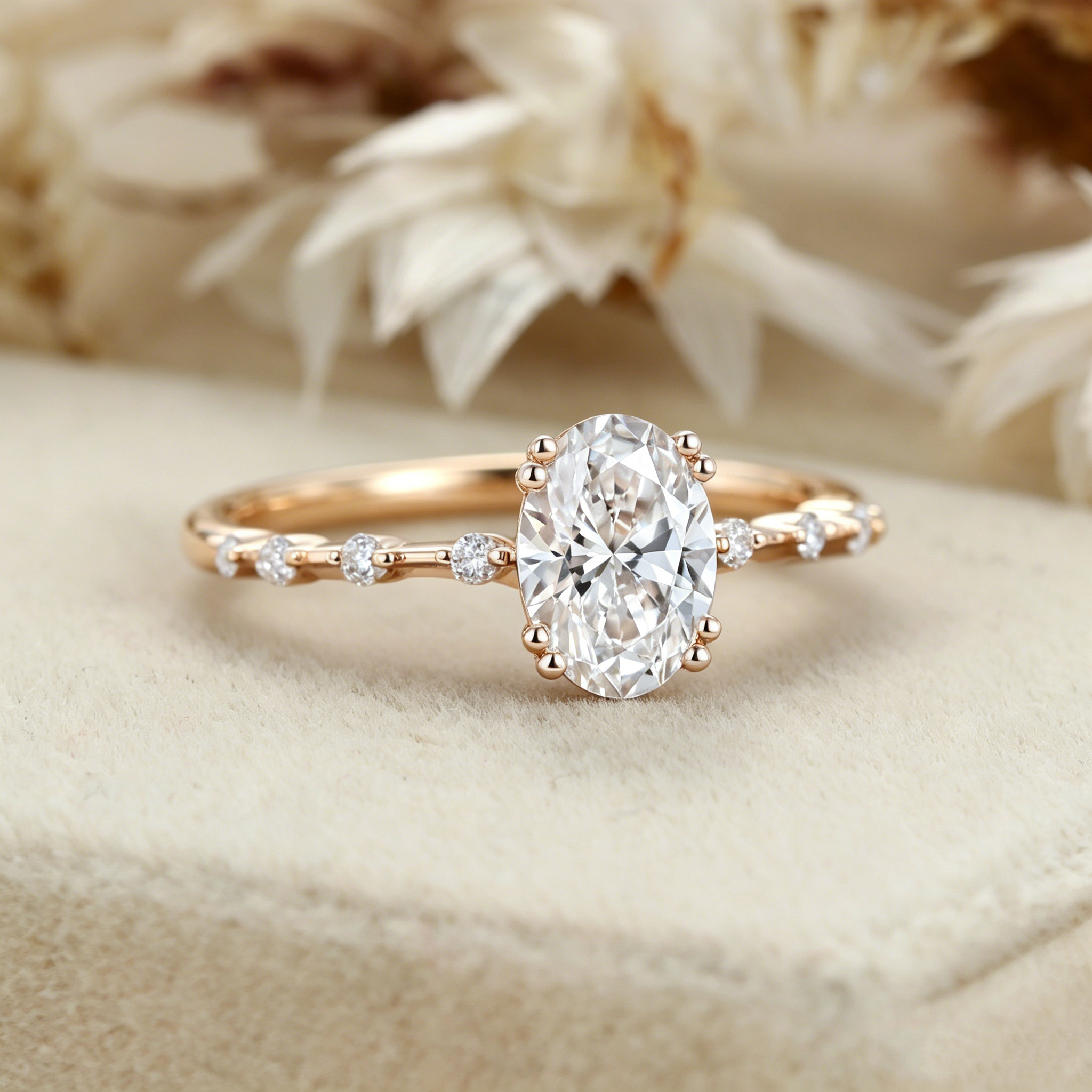 Oval Lab Grown Diamond Engagement Ring – 14K Rose Gold Bridal Jewelry, Ethical Anniversary Gift for Her