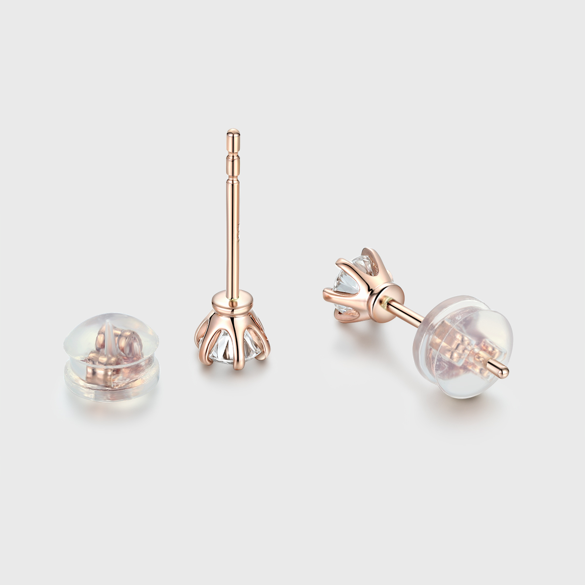 14K Gold 0.4ctw Round Cut Lab Cultured Diamond 6 Prong Solitaire Stud Earrings
