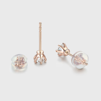 14K Gold 0.4ctw Round Cut Lab Cultured Diamond 6 Prong Solitaire Stud Earrings