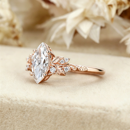 1CT Marquise Lab Grown Diamond Engagement Ring In Rose Gold